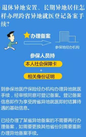 退休异地安置、长期异地居住怎样办理跨省异地就医登记备案手续？